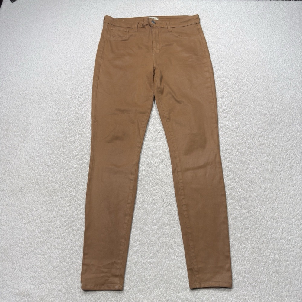 L' Agence Women Jeans Marguerite Java Coated High Rise Skinny Brown Sz 32/30